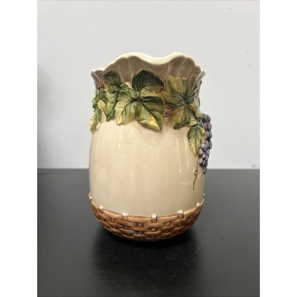 Takahashi‎ San Francisco Pitcher Grapevine Basket Weave Hand Painted